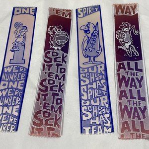 Vintage 1969 High School Basketball Satin Booster Spirit Ribbons Lot Set Of 4